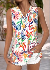 Plants Print Breathable Multi Color Sleeveless Tank Top
