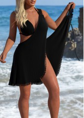 V Neck Lace Black Cover Up