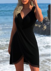 V Neck Lace Black Cover Up
