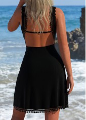 V Neck Lace Black Cover Up