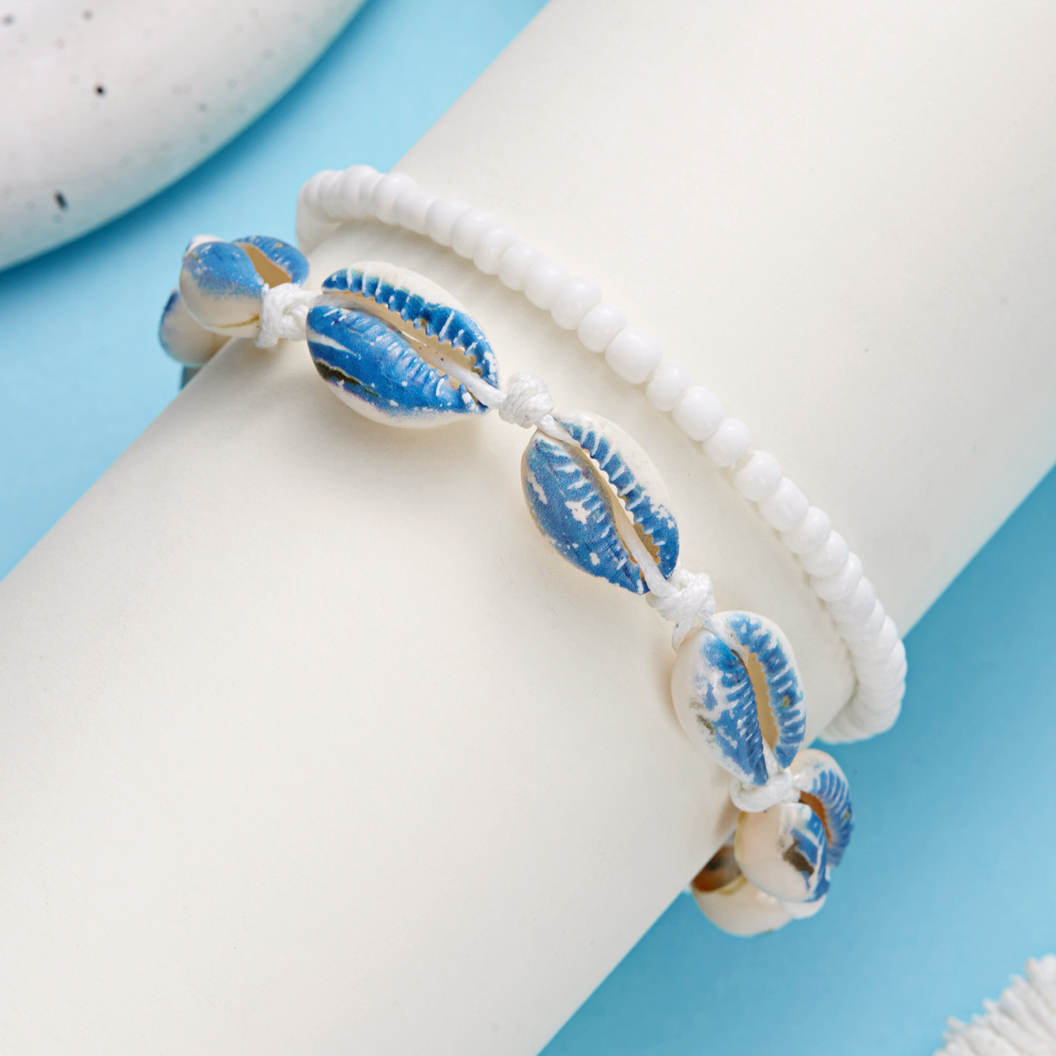 Sky Blue Color Shell Seed Beads Anklets | Rosewe.com - USD $11.98