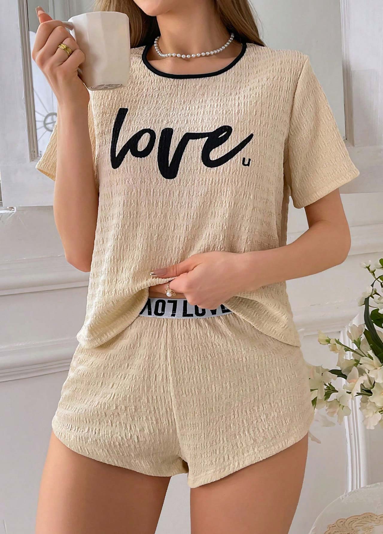 Light Camel Lounge Top and Shorts