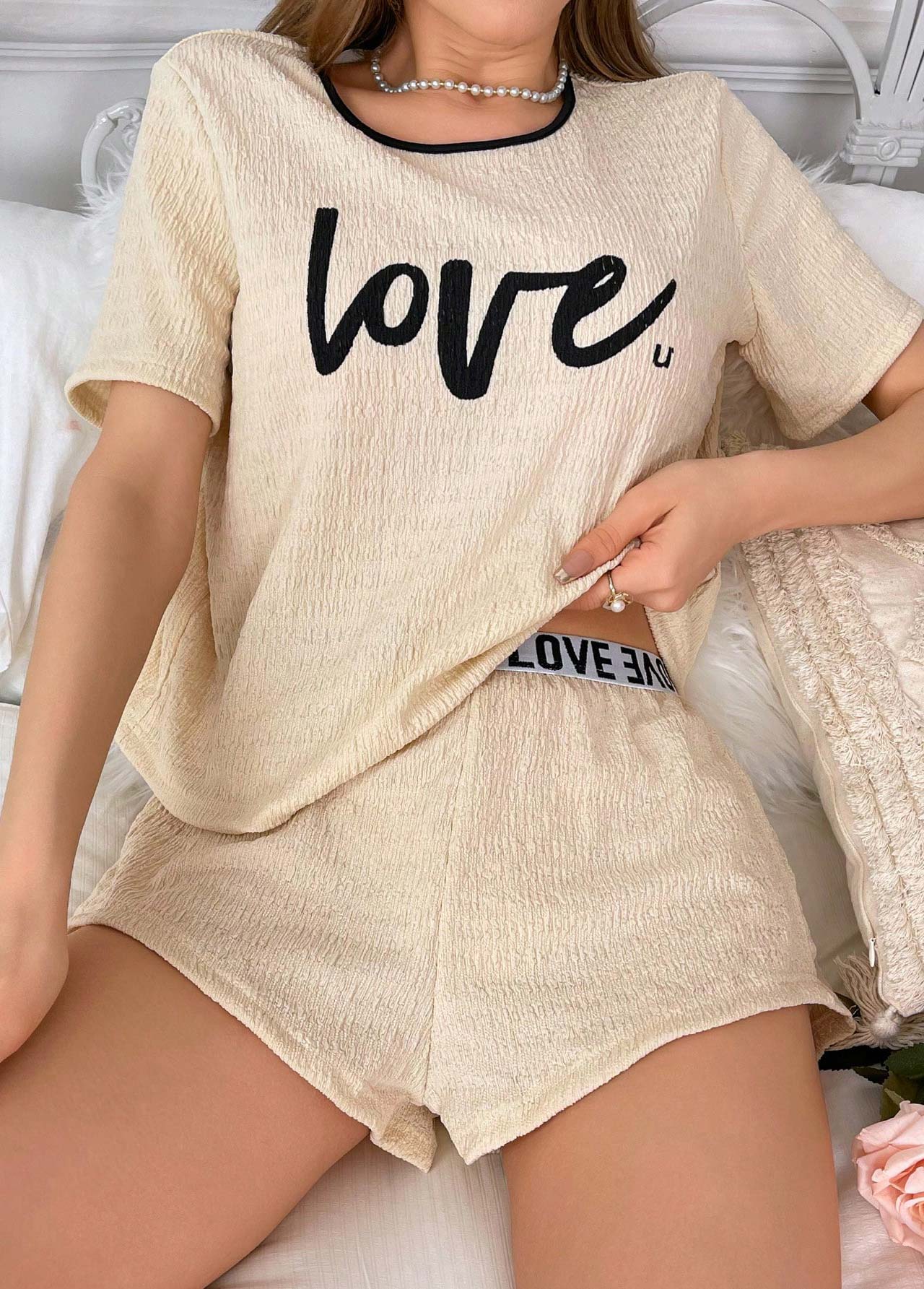 Light Camel Lounge Top and Shorts