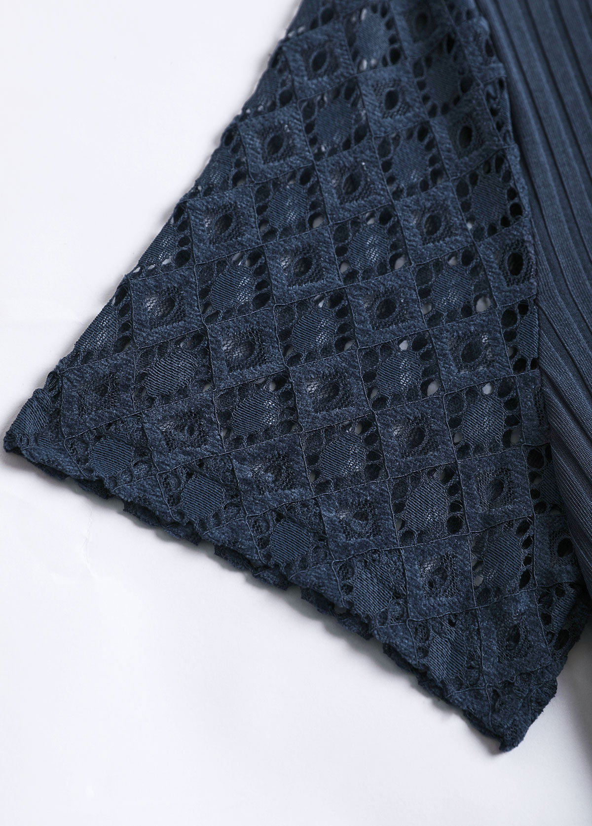 Lace Navy Short Sleeve Tie Collar T Shirt