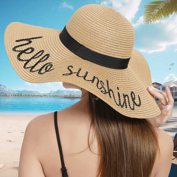 Letter Print Light Camel Visor Hat