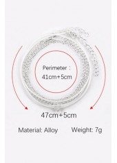 Silver Metal Detail Heart Shape Anklet Set for Lady