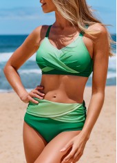 Ombre Criss Cross Green Bikini Top-No Bottom