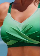 Ombre Criss Cross Green Bikini Top-No Bottom