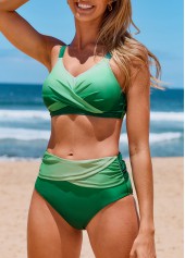 Ombre Criss Cross Green Bikini Top-No Bottom