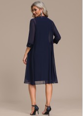 Sequin Round Neck Shift Navy Dress and Cardigan