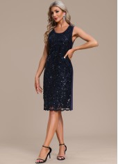 Sequin Round Neck Shift Navy Dress and Cardigan