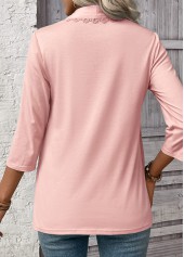 Light Pink 3/4 Sleeve Fake Two Piece Twinset