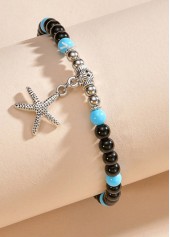 Geometric Starfish Beaded Black Polyresin Anklet