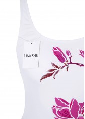 Floral Print Tie Pink One Piece Swimdress