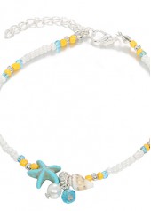 Alloy Detail Pearl Yellow Color Anklet