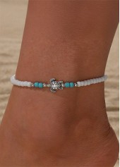 Sea Turtle Design Polyresin White Anklet