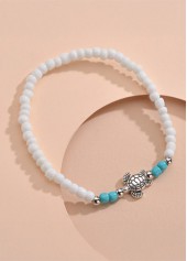 Sea Turtle Design Polyresin White Anklet