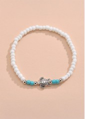 Sea Turtle Design Polyresin White Anklet