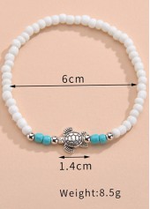 Sea Turtle Design Polyresin White Anklet