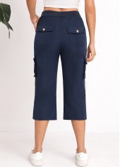 Navy Straight Leg Elastic Waist Pants