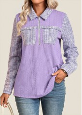 Light Purple Long Sleeve Jacquard Shirt