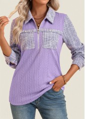 Light Purple Long Sleeve Jacquard Shirt