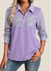 Light Purple Long Sleeve Jacquard Shirt