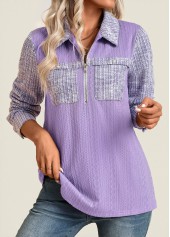 Light Purple Long Sleeve Jacquard Shirt