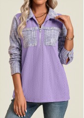 Light Purple Long Sleeve Jacquard Shirt