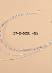 Round Silver Metal Layered Design Necklace