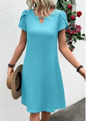 Jacquard Mint Green A Line Short Sleeve Dress