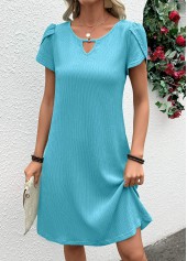Jacquard Mint Green A Line Short Sleeve Dress