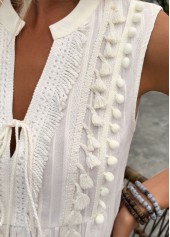 Beige Sleeveless V Neck Tank Top