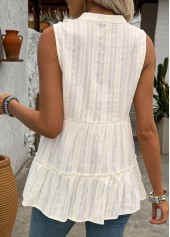 Beige Sleeveless V Neck Tank Top