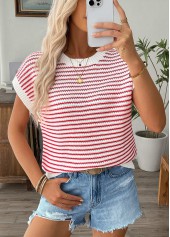 Red Short Sleeve Round Neck T Shirt