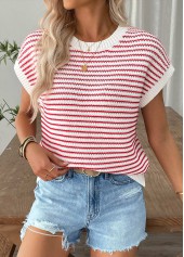 Red Short Sleeve Round Neck T Shirt