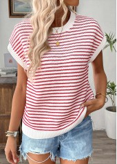 Red Short Sleeve Round Neck T Shirt