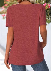 Tuck Stitch Brick Red Short Sleeve T Shirt