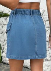 Button Denim Blue Shift Dress Short Skirt