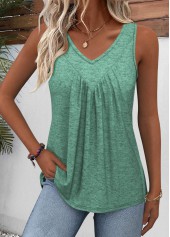 Sage Green Sleeveless V Neck Tank Top