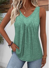 Sage Green Sleeveless V Neck Tank Top