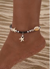 Polyresin Detail Black Color Star Anklet