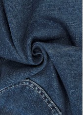 Button Denim Blue Color High Waisted Shorts