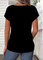 Polka Dot Patchwork Black Short Sleeve T Shirt