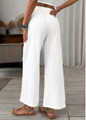 White Wide Leg Elastic Waist High Waisted Patchwork Pants