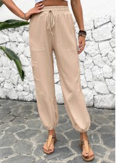 Jogger Elastic Waist Light Camel High Waisted Pants