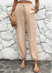 Jogger Elastic Waist Light Camel High Waisted Pants