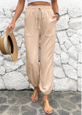 Jogger Elastic Waist Light Camel High Waisted Pants
