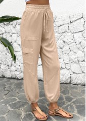 Jogger Elastic Waist Light Camel High Waisted Pants