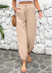 Jogger Elastic Waist Light Camel High Waisted Pants